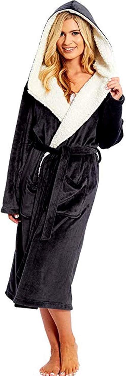 fuzzy bathrobe with hood|full length hooded robe.